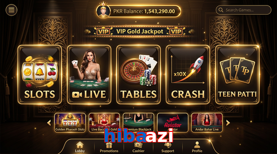 Main screen of Hibaazi casino page for PK players